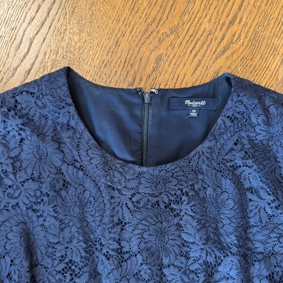 Madewell Navy Blue Lace Shift dress - Size 10 - Picture 3 of 13